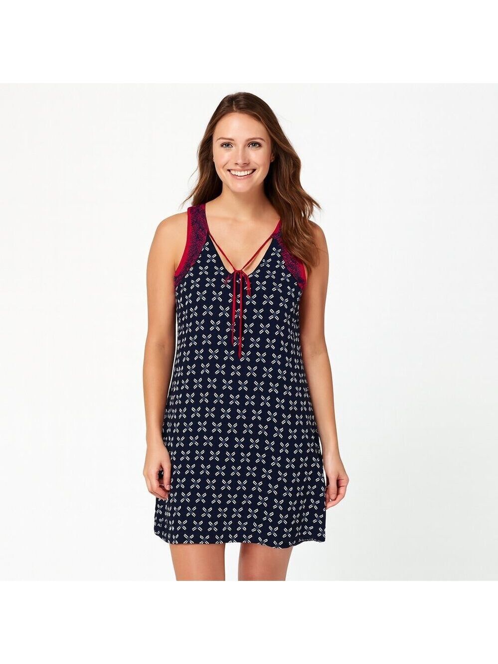 Hatley Sleeveless Dress Size L Navy Print A Line Lightweight Cotton Summer